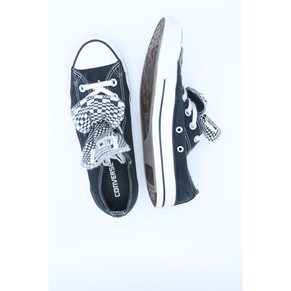 Converse Double Tongue 9 Black White Checkered Low Top Shoes Emo Grunge - Picture 2 of 10